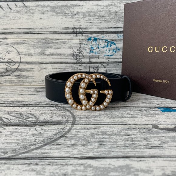 Leather belts with pearl Gucci buckle - Picture 4 of 7